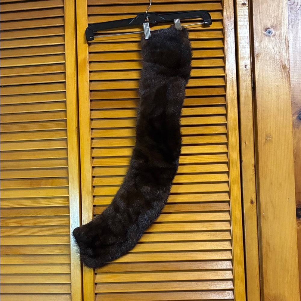 Luxurious Brown  real mink Fur Scarf length 27”wide 5”